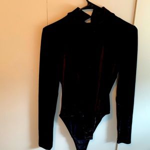 Velvet bodysuit, long sleeve